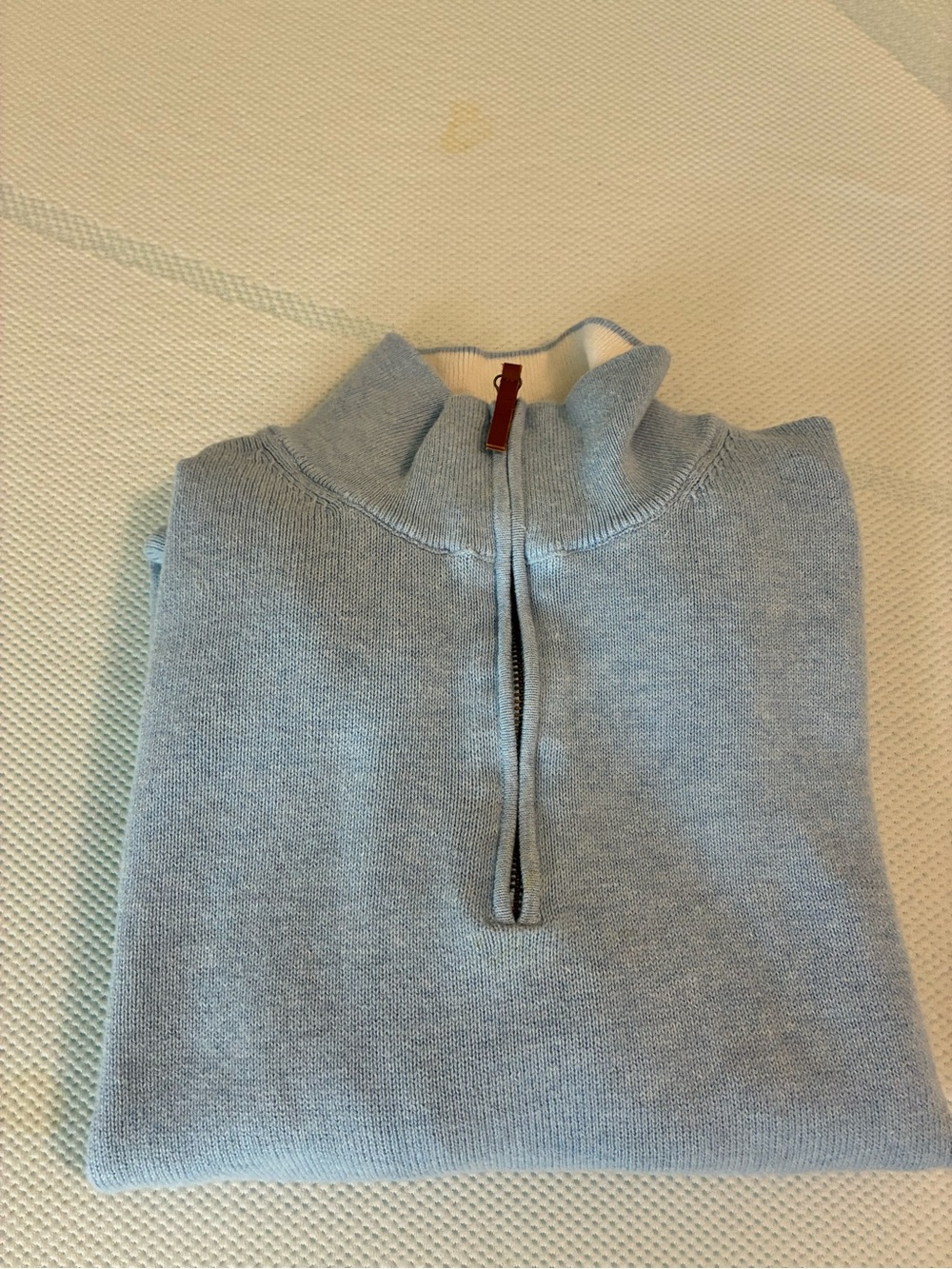 Magaschoni Men's Light Blue Zip-Neck Sweater